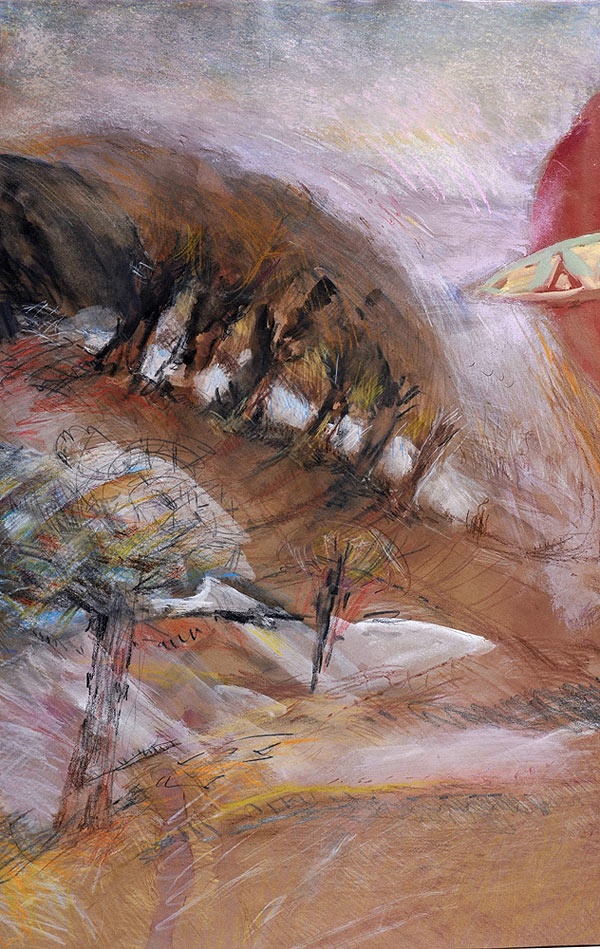 Landschaft - Pastell, 51x32,5 cm, 1983, Barbara Kirchner