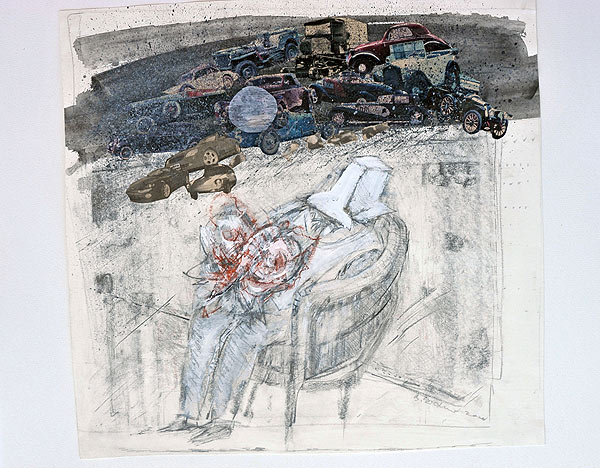 Vollmond - Bleistift + Collage, 35,5x27 cm, 2000, Barbara Kirchner